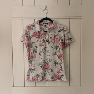 Bad Birdie Pink and Gray Floral Button Down Shirt